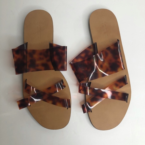J. Crew Bali Tortoise Translucent Slide Slipe On Sandals Size 8 Made in Italy - Picture 3 of 11